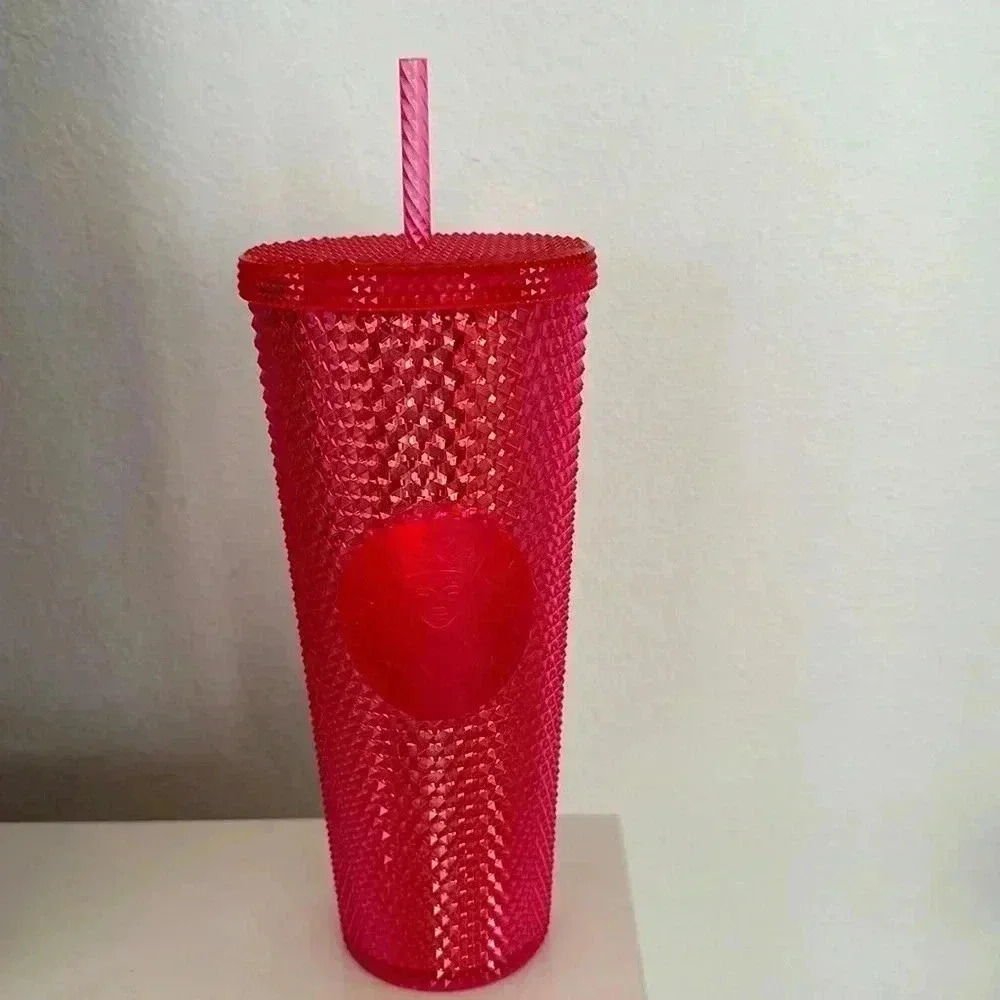 NEW Starbucks 2019 Holiday Studded Tumbler Neon Pink 24 fluid ounce